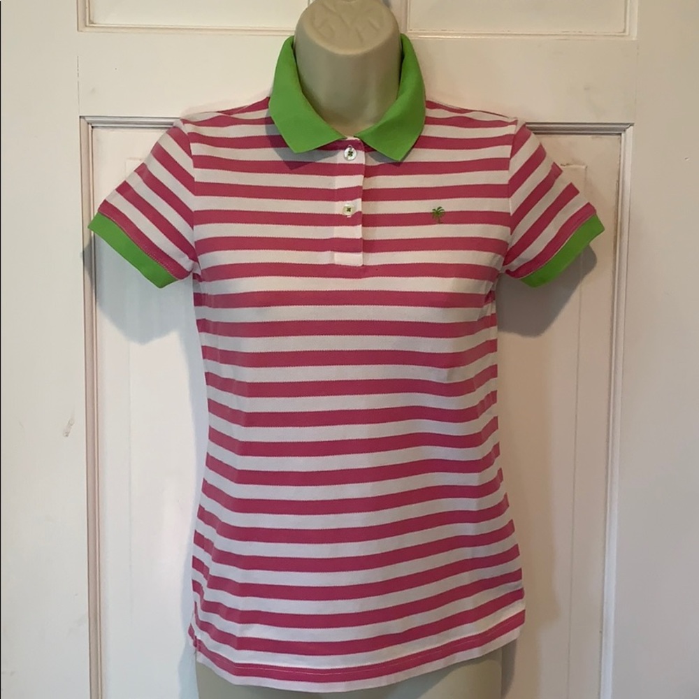 Lilly Pulitzer Pink Strip Polo Shirt - Size XS, Vintage